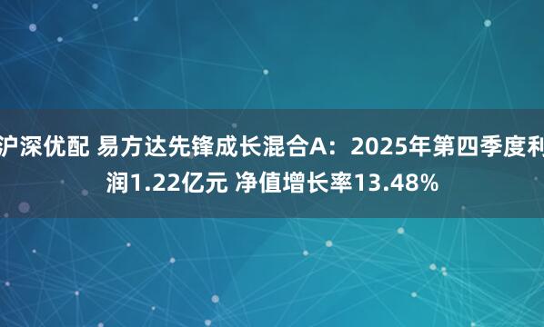 沪深优配 易方达先锋成长混合A：2025年第四季度利润1.22亿元 净值增长率13.48%